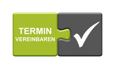 Bulmaca Düğmesi 3D illüstrasyon Almancası: Randevu al