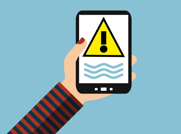 Avertissement Inondation Sur Smartphone Bannière Design Plate — Photo