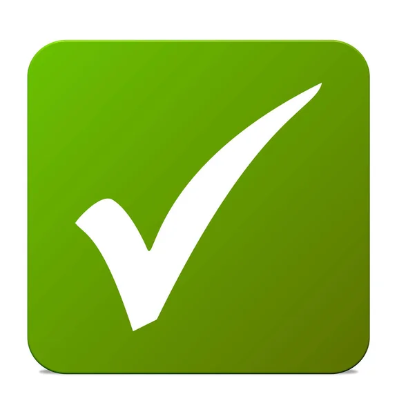 Зеленая Кнопка Галочка Знак Официального Утверждения — стоковое фото