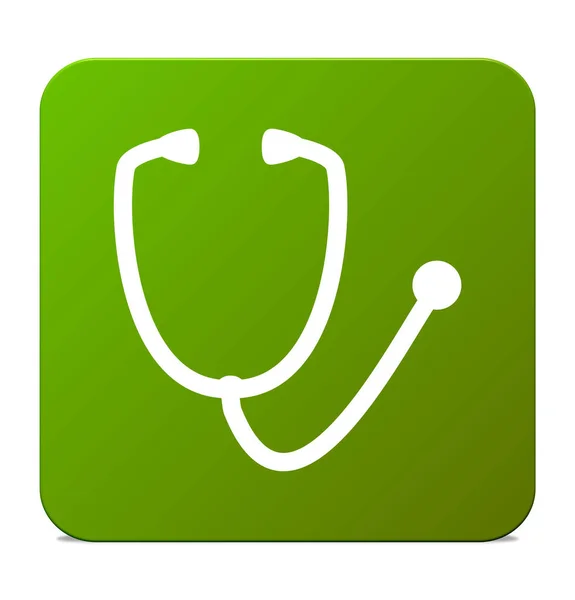Green Isolated Button Stethoscope Medical Sign — Stock Photo, Image
