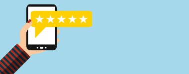 Üst düzey geri bildirim yapan kadın - Düz tasarım pankartı