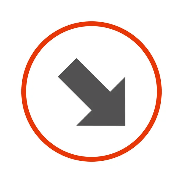 Simbolo Freccia Mostrando Verso Basso Icona Piatta Cerchio Rosso — Foto Stock