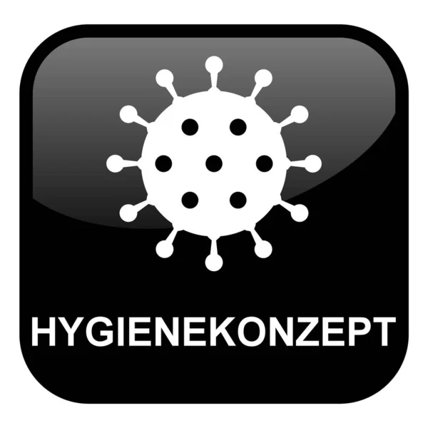 Black Coronavirus Icon Hygiene Concept German Langauge — Stock Photo, Image