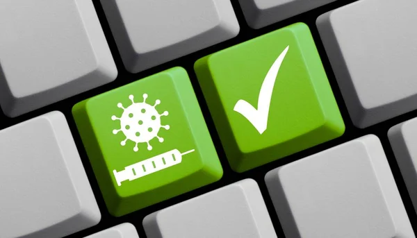 Impfung Online Grüne Computertastatur Illustration — Stockfoto