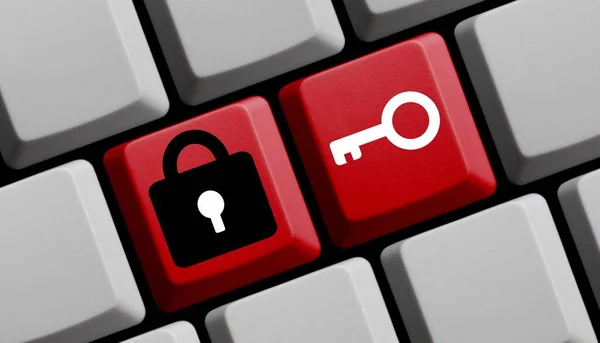 Tastiera Del Computer Che Mostra Onlien Security Illustrazione — Foto Stock