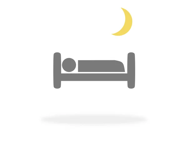 Icono Cama Con Sombra Luna Sueño Noche — Foto de Stock