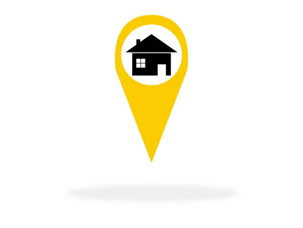 House Icon Con Ombra Situazione Sulla Mappa — Foto Stock