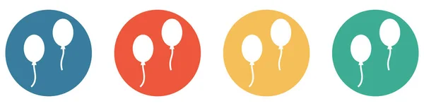 四个色彩斑斓的钮扣蓝色 橙色和绿色 两个气球 生日快乐 — 图库照片