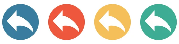 四个彩色按钮蓝色 橙色和绿色显示 箭头左边 — 图库照片