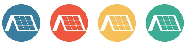 四个色彩艳丽的按钮蓝色 橙色和绿色展示 有太阳能的屋顶 — 图库照片