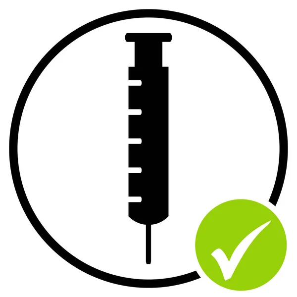 Covid Vaccine Icon Black Circle Coronavirus Symbol — Stock Photo, Image