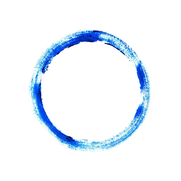 Синий Круг Кистью Белом Фоне — стоковое фото