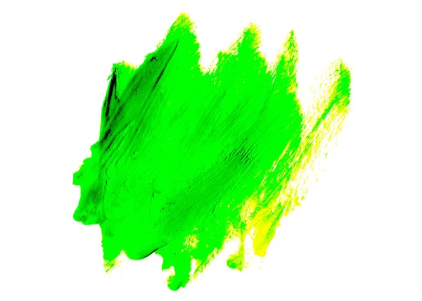 筆で描いた緑黄色の汚れた手彩色の水彩ストライプ — ストック写真