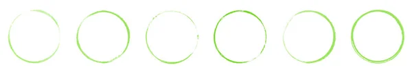 Set Cerchi Pennelli Dipinti Mano Anelli Con Colore Verde Realizzati — Foto Stock