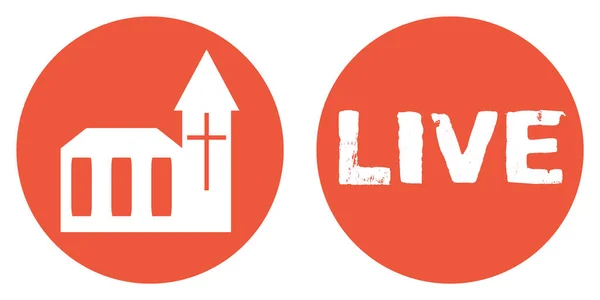 Rote Buttons Zeigen Kirche Live Livestream — Stockfoto