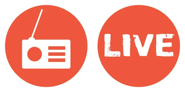 Red Buttons Showing Radio Live Livestream — Stock Photo, Image