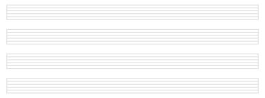 Müzik notaları için boş şablon - 4 x 6 satır