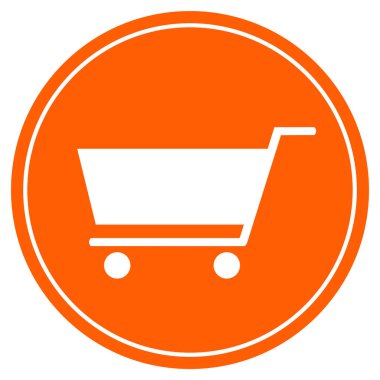 Yuvarlak kırmızı düğmeli beyaz Trolley simgesi - Dükkan