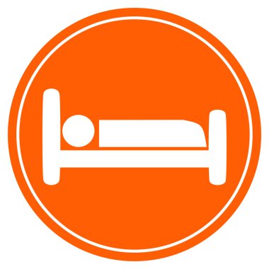 Round red Button with white Bed icon - Hotel or Accomodation