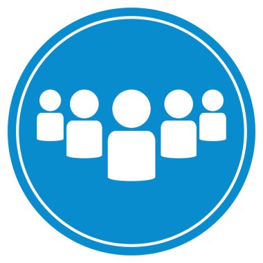 Round blue Button with white Group icon - Team