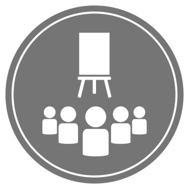 Beyaz simgeli Yuvarlak Gri Düğme Sanal Sınıflar Odası