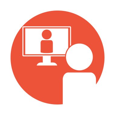 Roter Düğmesi Zeigt Person bei Videokonferenz