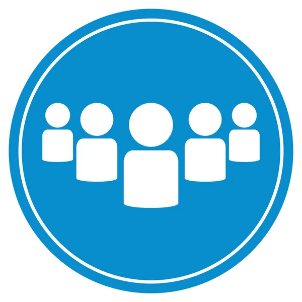 Blue Button White Group Icon Team —  Fotos de Stock