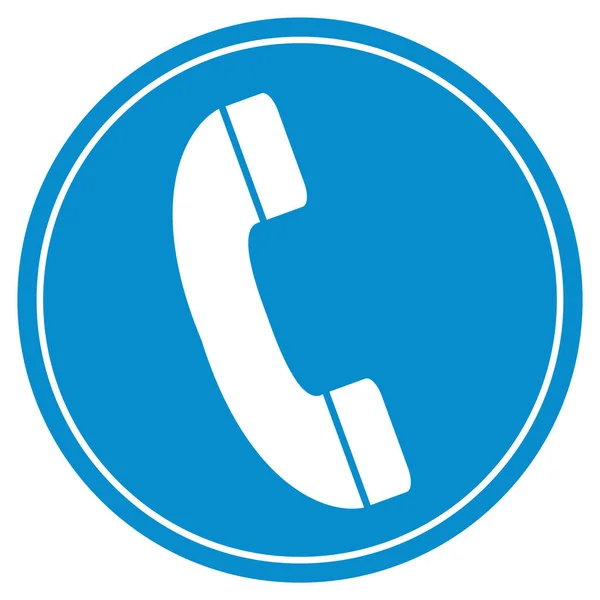 Blue Button White Telephone Icon Hotline — Stockfoto