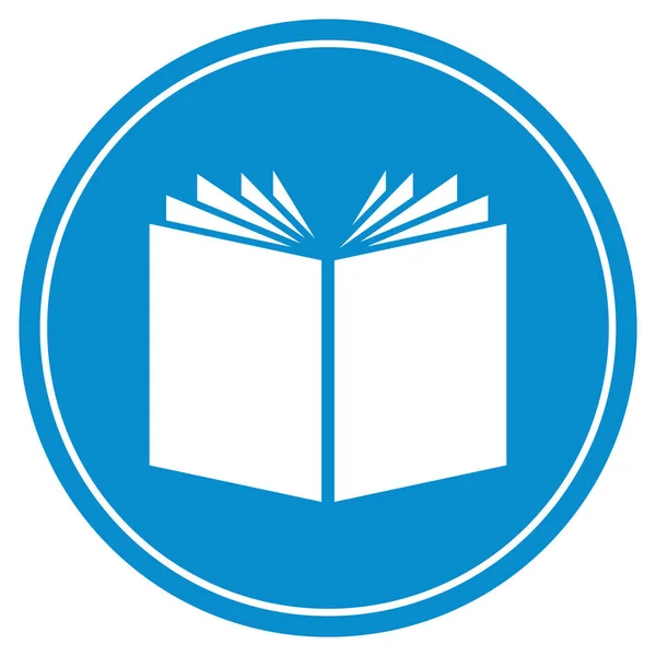 Beyaz Kitap Simgesiyle Yuvarlak Mavi Düğme Edebiyat — Stok fotoğraf