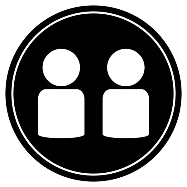 Black Button White Icon Two Persons — стоковое фото