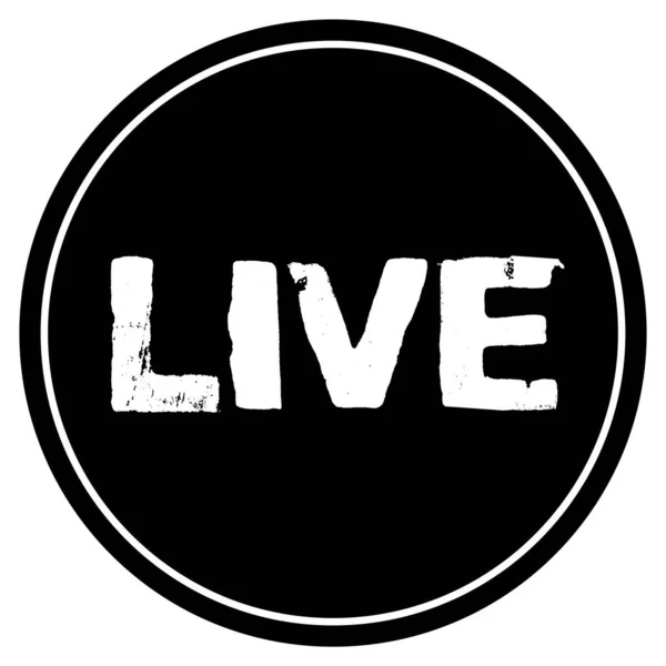 Black Button White Icon Live — Stock Photo, Image