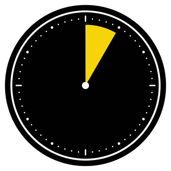 圆形黑色时钟图标 显示5秒 5分钟或1小时 — 图库照片