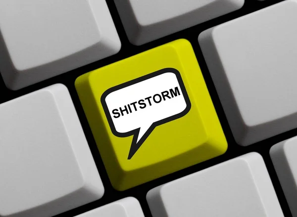 Yellow computer keyboard: Shitstorm 3D illustration