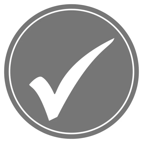 Okrągły Szary Przycisk Białą Ikoną Check Mark Zatwierdzony — Zdjęcie stockowe