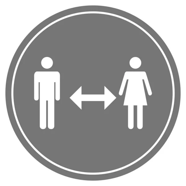 Grey Button White Man Woman Arrow Icon Keep Your Distance — Zdjęcie stockowe