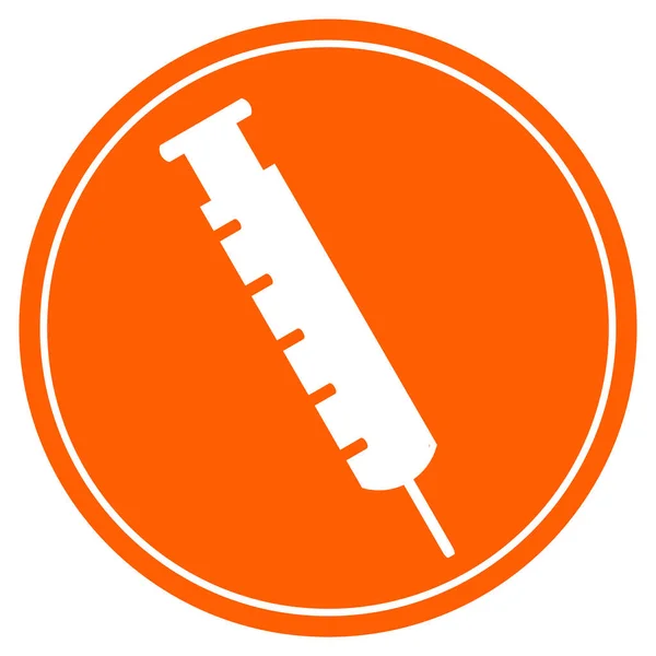 Red Button White Syringe Icon Vaccination — Stock Photo, Image