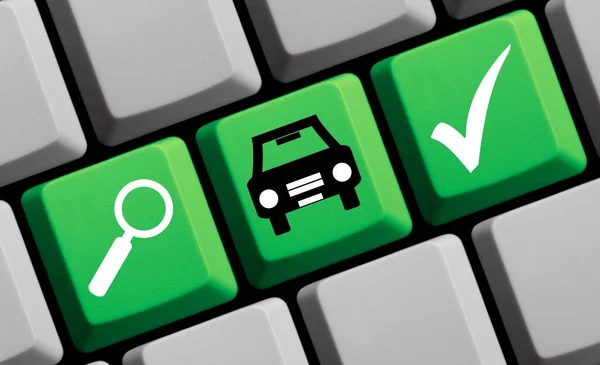 Find Cars Online Illustration Green Keyboard — Stock Photo, Image