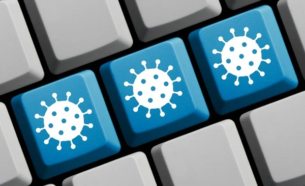 Attention Coronavirus Virus Symbol Computer Keyboard Illustration — Foto de Stock