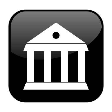 İzole edilmiş siyah düğme: Müze veya Mahkeme Simgesi