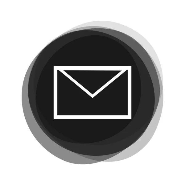 Botão Redondo Preto Isolado Com Ícone Mail — Fotografia de Stock