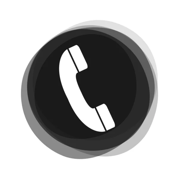 Μεμονωμένο Μαύρο Στρογγυλό Κουμπί Τηλεφωνική Εικόνα — Φωτογραφία Αρχείου