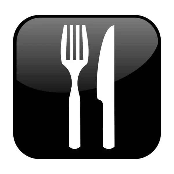 Isolated Black Button Food Dinner Icon — ストック写真