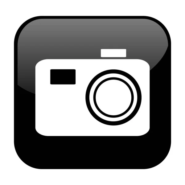 Isolated Black Button Photo Camera Icon — Fotografie, imagine de stoc