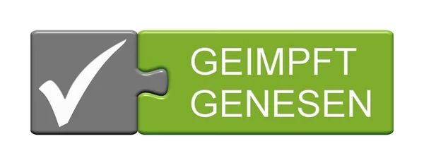 Green Button Showing Vaccinated Recovered German Language Illustration — Stock Photo, Image