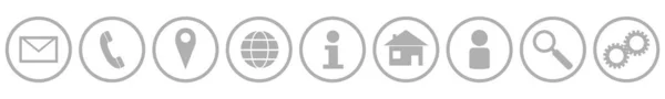 Grey Business Icons Circle Contact Hotline Addresse Web Information Location — Stock Photo, Image