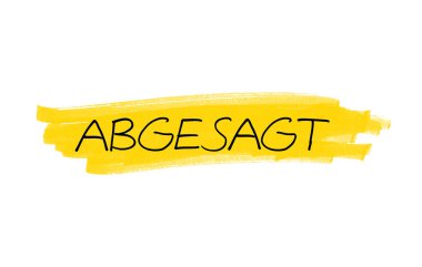Olay iptal edildi - Almanca metin ile sarı pankart
