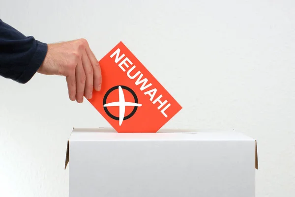 New Election German Language Hand Red Envelope Ballot Box — Stock Photo, Image