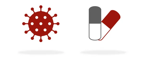 Covid Icon Pills Coronavirus Medicine Banner — стокове фото