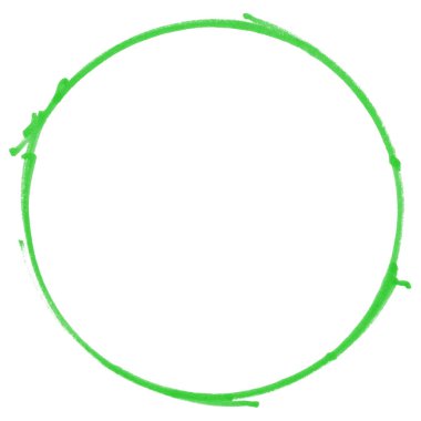 Elle çizilmiş yeşil kalem çemberinin kirli çizimi