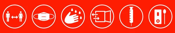 Coronavirus Anleitung Rot Weiß Hände Waschen Abstand Halten Maske Tragen — Stockfoto
